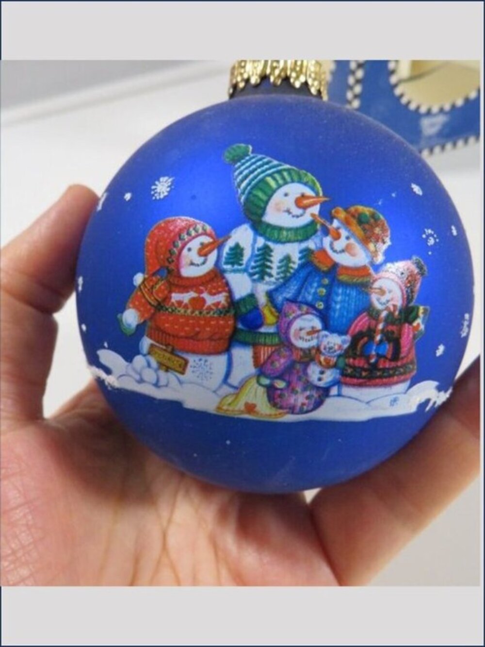 Vtg 1999 Brother Sister Design Studio Snowman Glass Ornament Debra Jordan Bryan